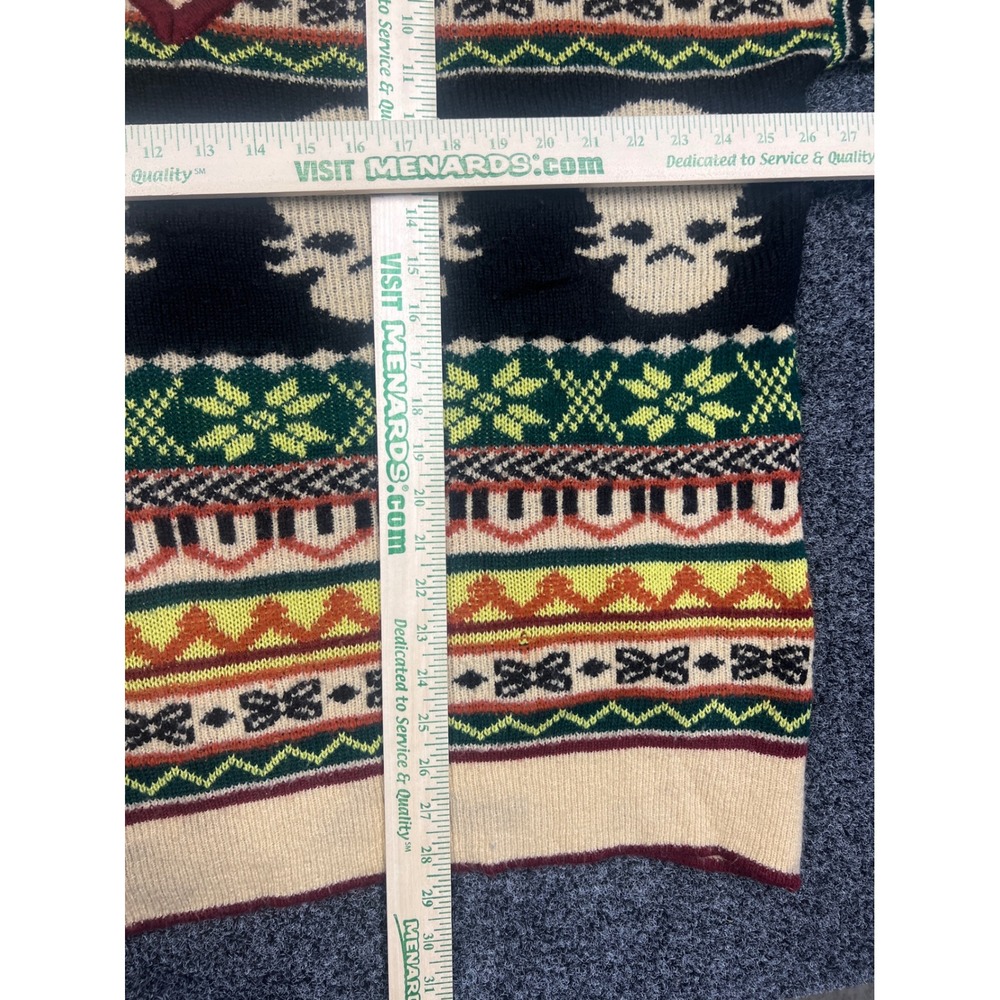 Jen's Pirate Booty Skull Fair Isle Oversized V-Neck Knit Sweater P/S Multi - Picture 3 of 6